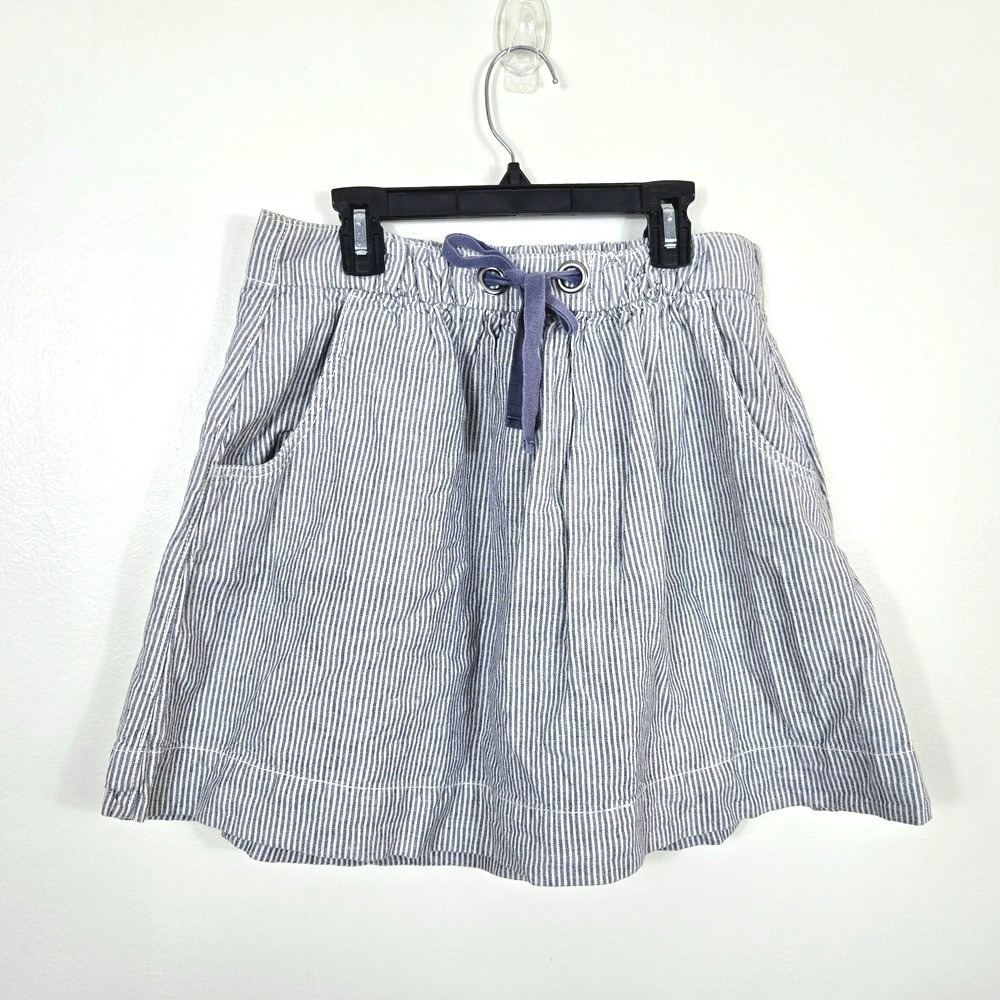 J. Crew Womens Monterey Navy White Striped Nautical Linen Mini Skirt XS Coastal